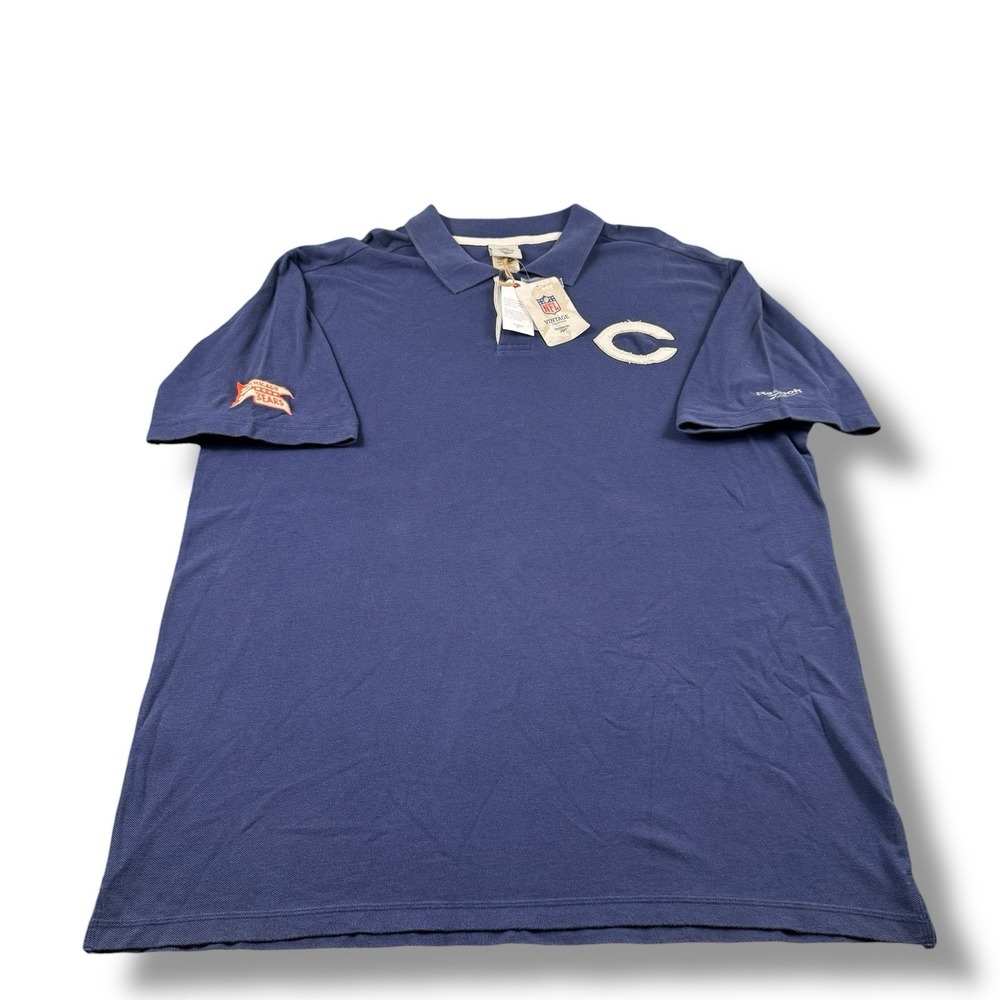 NWT $60 Reebok NFL Vintage Collection Chicago Bears Washed Navy Polo Shirt 2XL